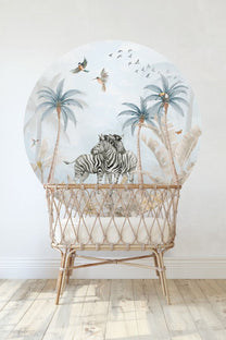 Wallpaper circle Tropical Zebras | ⌀ 145 cm