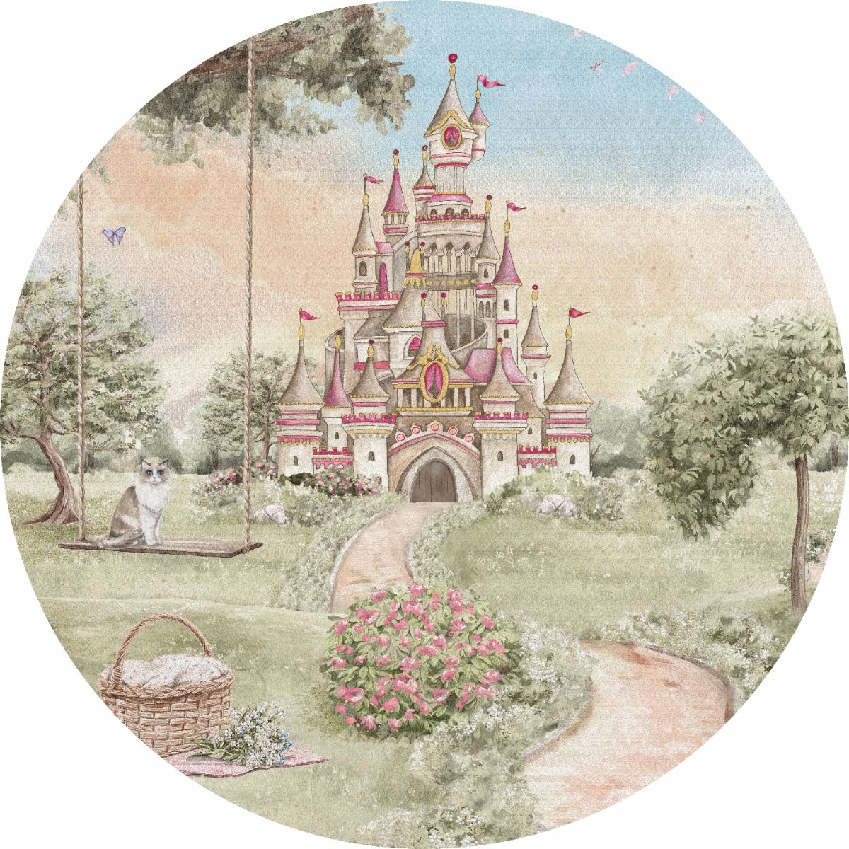 Wallpaper Circle Fairytale Castle