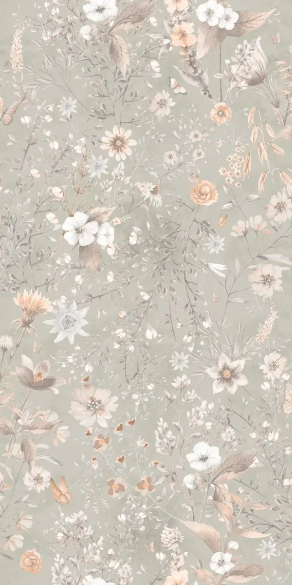 Behang vintage flowers bloemen groen baan