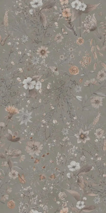 SALE | Behang Vintage flowers | Groen | Patroonbehang