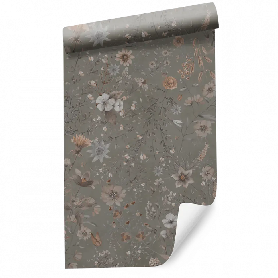 Behang Vintage flowers | Groen