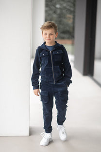 Cardigan rib | Cool indigo | Studio Poespas