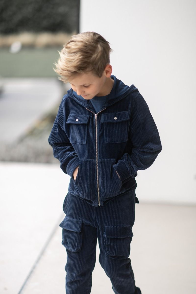 Cardigan rib | Cool indigo | Studio Poespas