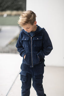 Cardigan rib | Cool indigo | Studio Poespas