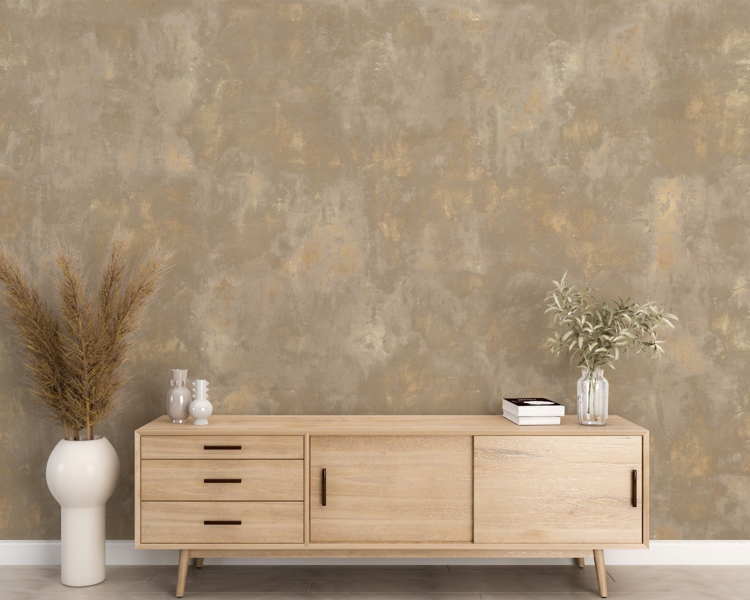SALE | Behang Concrete Gold | Lichtbruin | 300x280cm