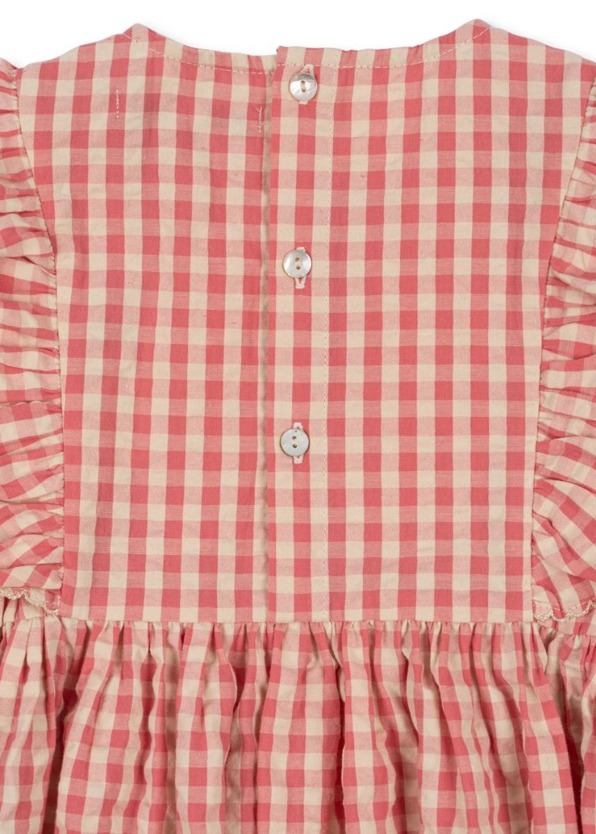 Dress Kim frill gots | Flamingo plume check | Konges Slojd