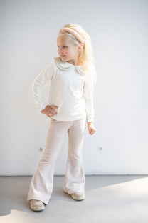 Flared pants | Rib cream | Navy Natural