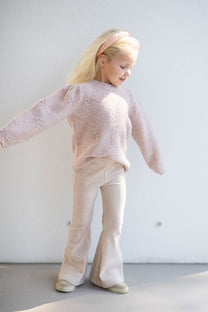 Flared pants | Rib cream | Navy Natural