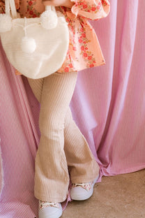 Flared pants | Rib cream | Navy Natural