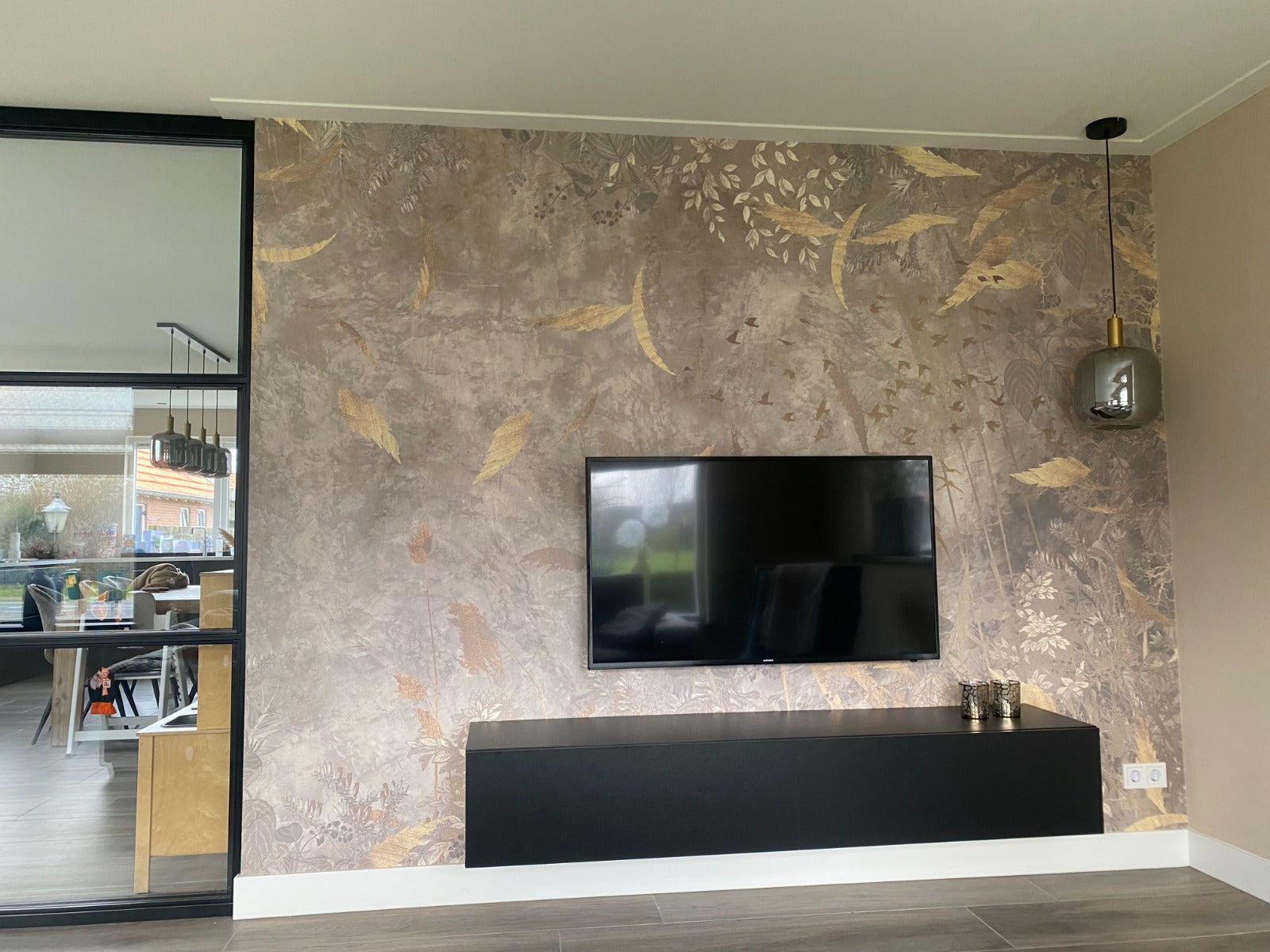 Wallpaper Golden leaves | Beige | Sample