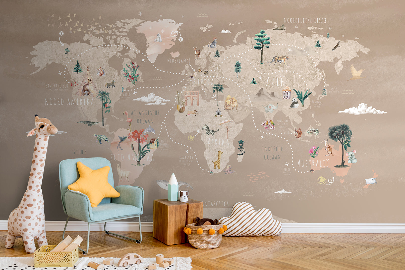 Wallpaper World Map | Beige