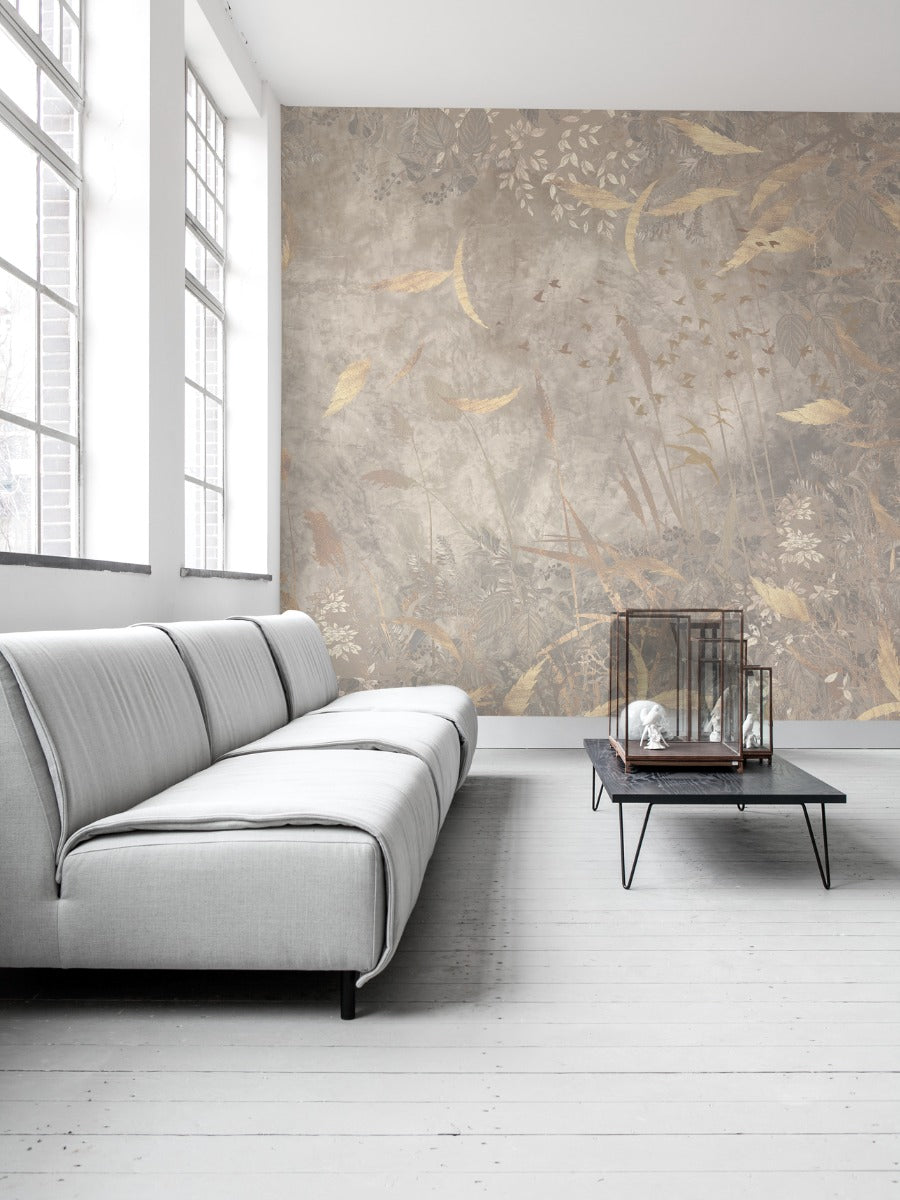 Wallpaper Golden leaves | Beige | Sample