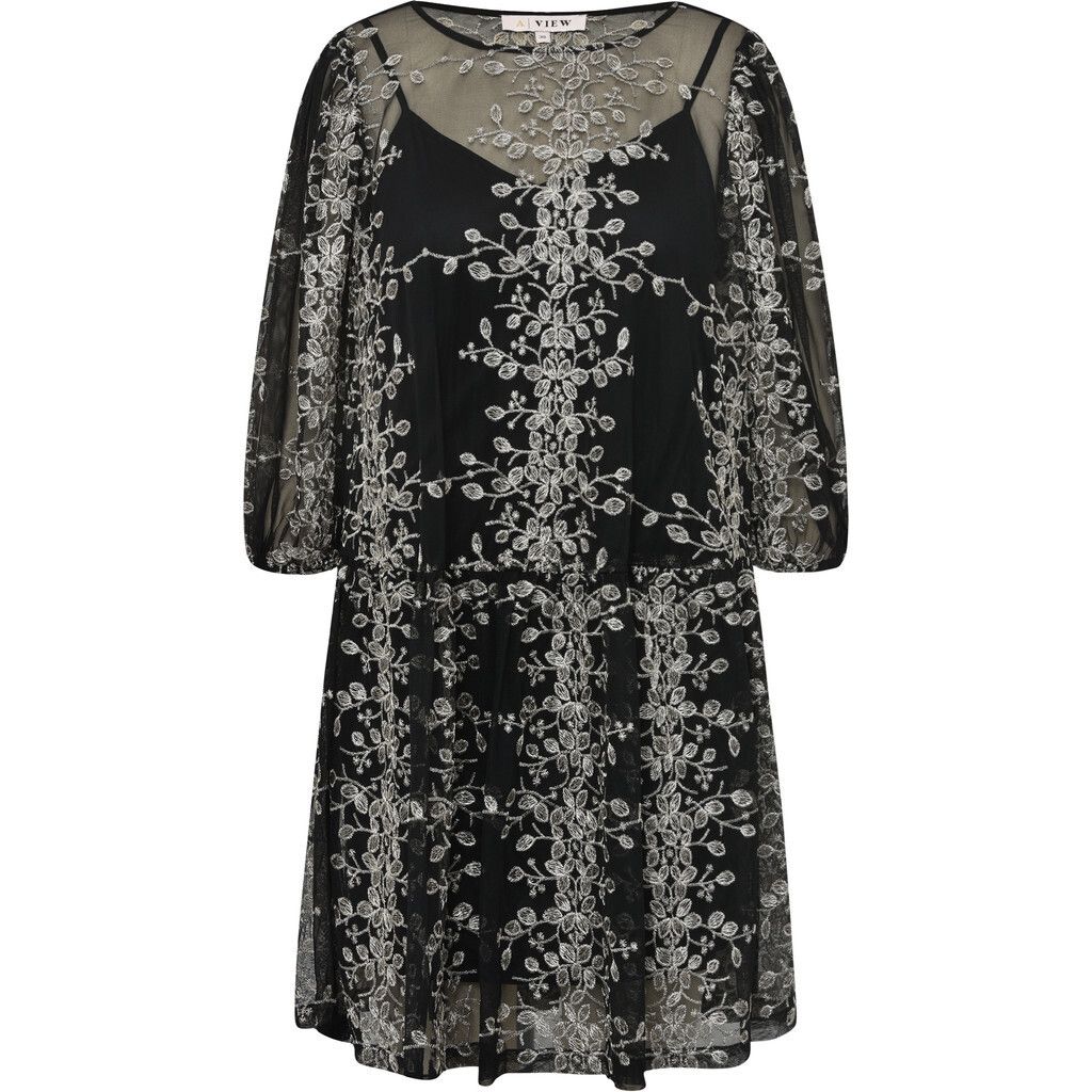 Jurk Fuschia | Black/gold | A-view