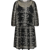 Jurk Fuschia | Black/gold | A-view