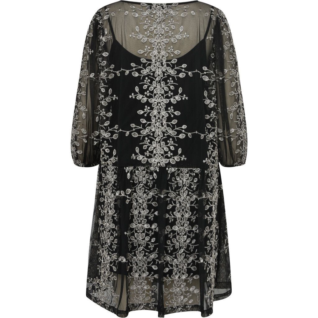 Jurk Fuschia | Black/gold | A-view