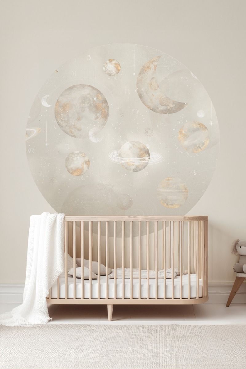 Wallpaper circle Pastel Planets | ⌀ 145 cm | Beige