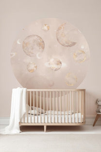 Wallpaper circle Pastel Planets | ⌀ 145 cm | Pink