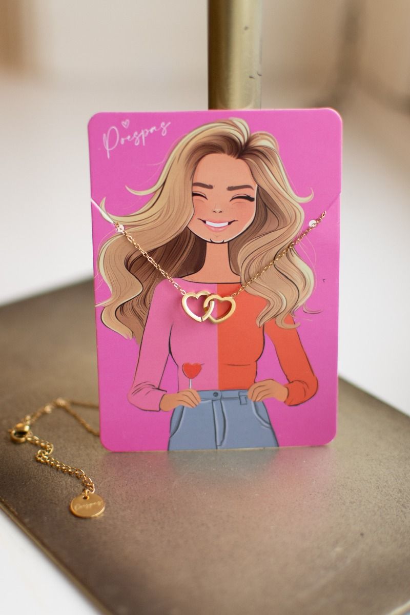 Ketting double hearts | Goud | Studio Poespas