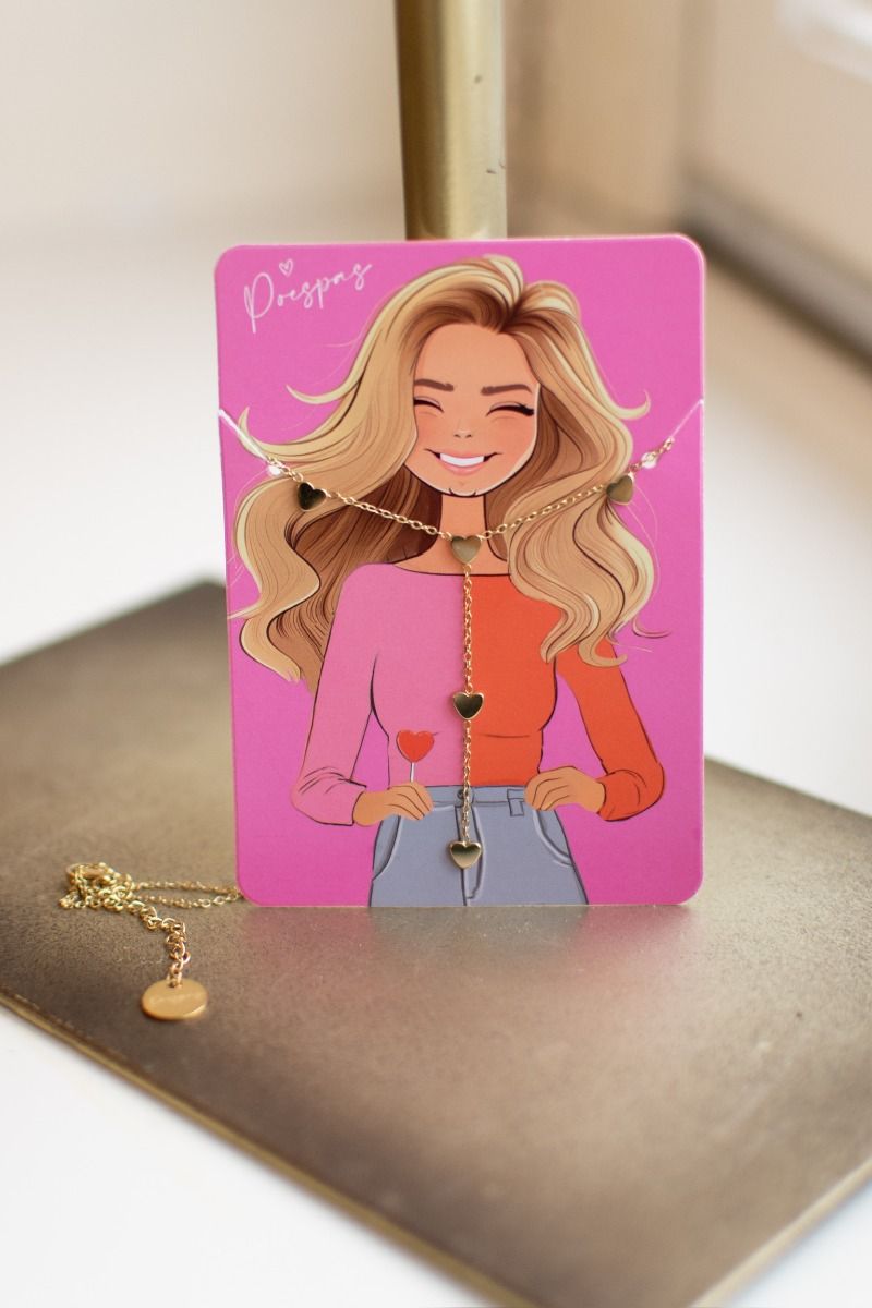 Ketting five tiny hearts | Goud | Studio Poespas