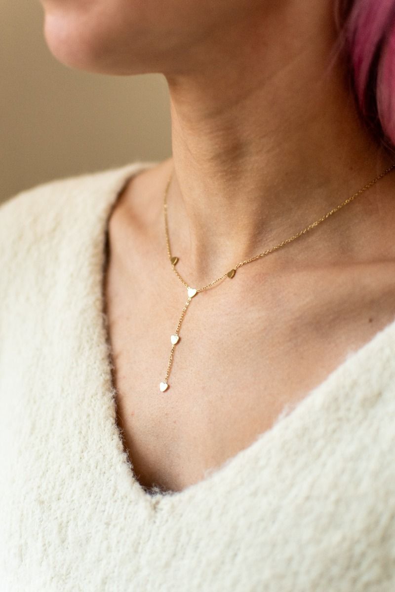 Ketting five tiny hearts | Goud | Studio Poespas