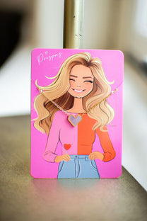 Ketting hartje geometrisch | Roze/goud | Studio Poespas