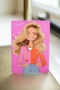 Necklace heart pixel | White/gold | Studio Poespas