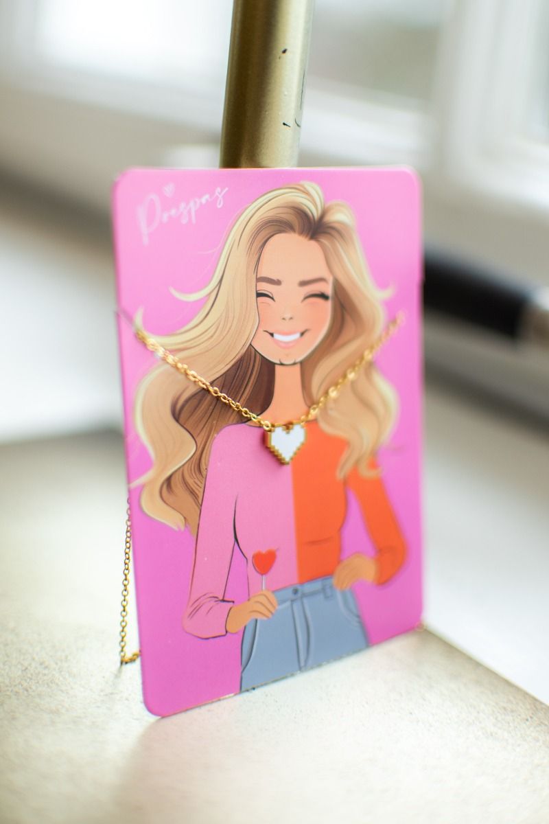 Necklace heart pixel | White/gold | Studio Poespas