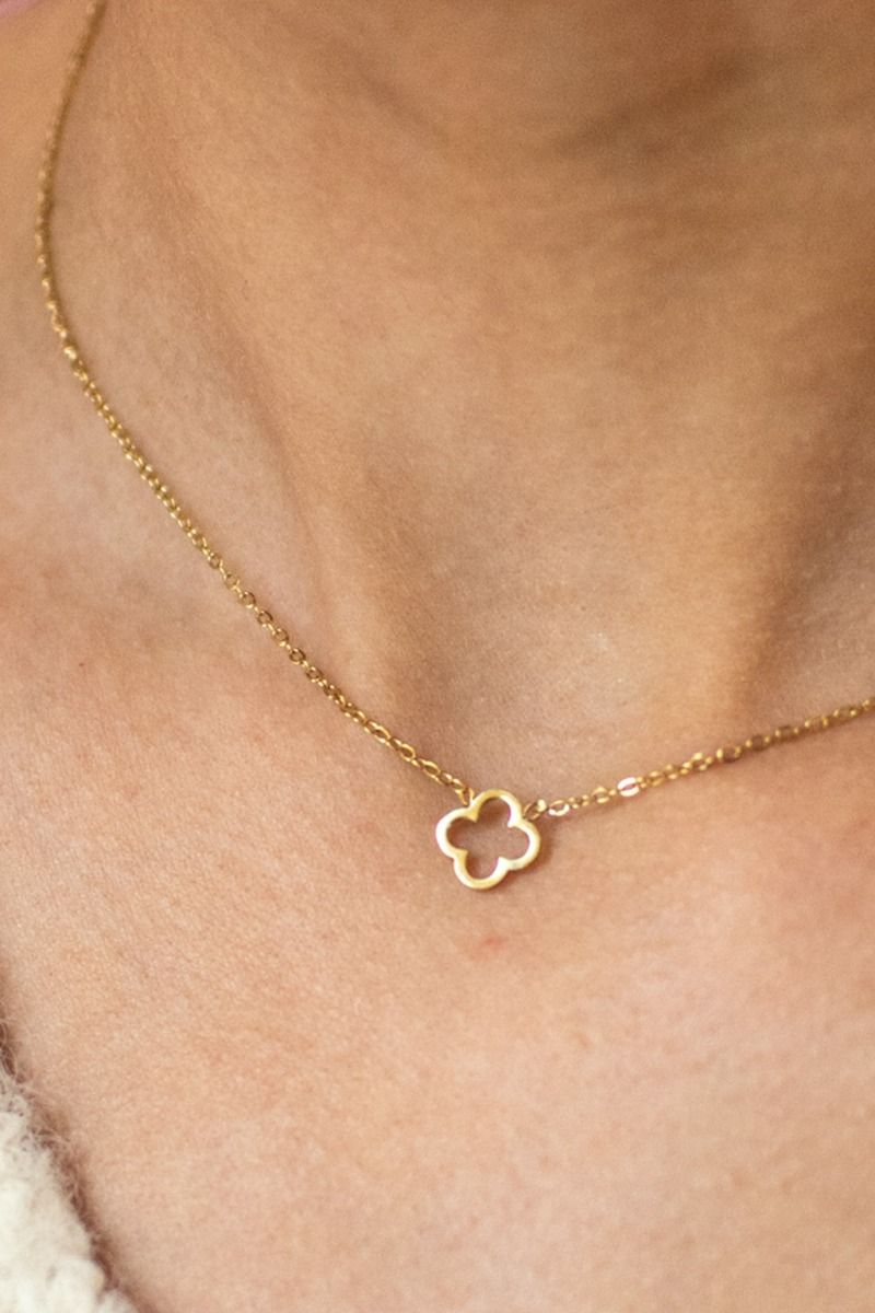 Ketting klavertje vier | Goud | Studio Poespas