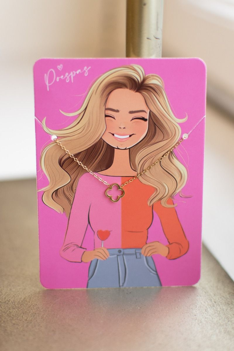 Ketting klavertje vier | Goud | Studio Poespas