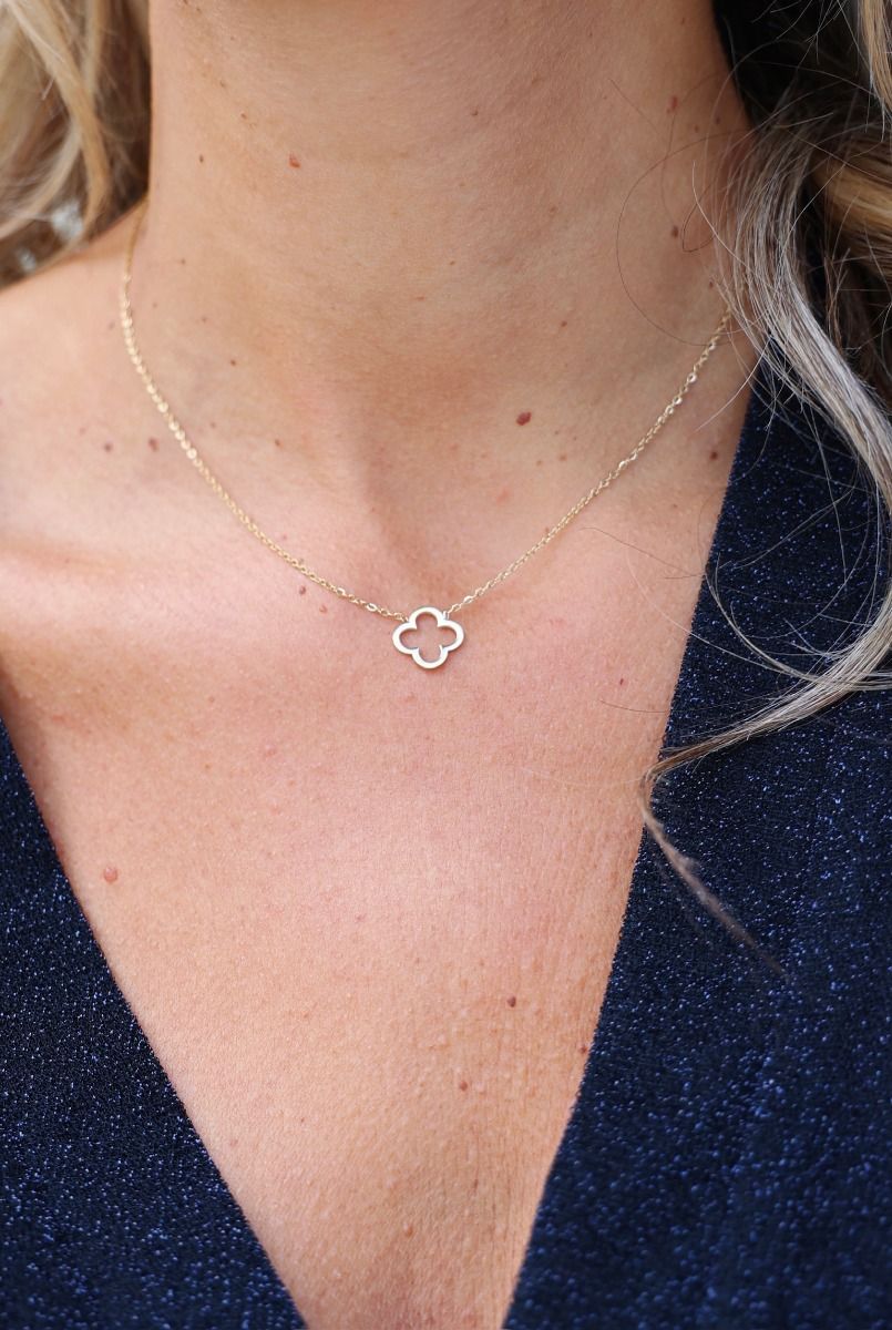 Ketting klavertje vier | Goud | Studio Poespas