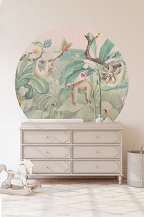 Wallpaper circle Lazy Sloth | Jungle Collection | ⌀ 145 cm