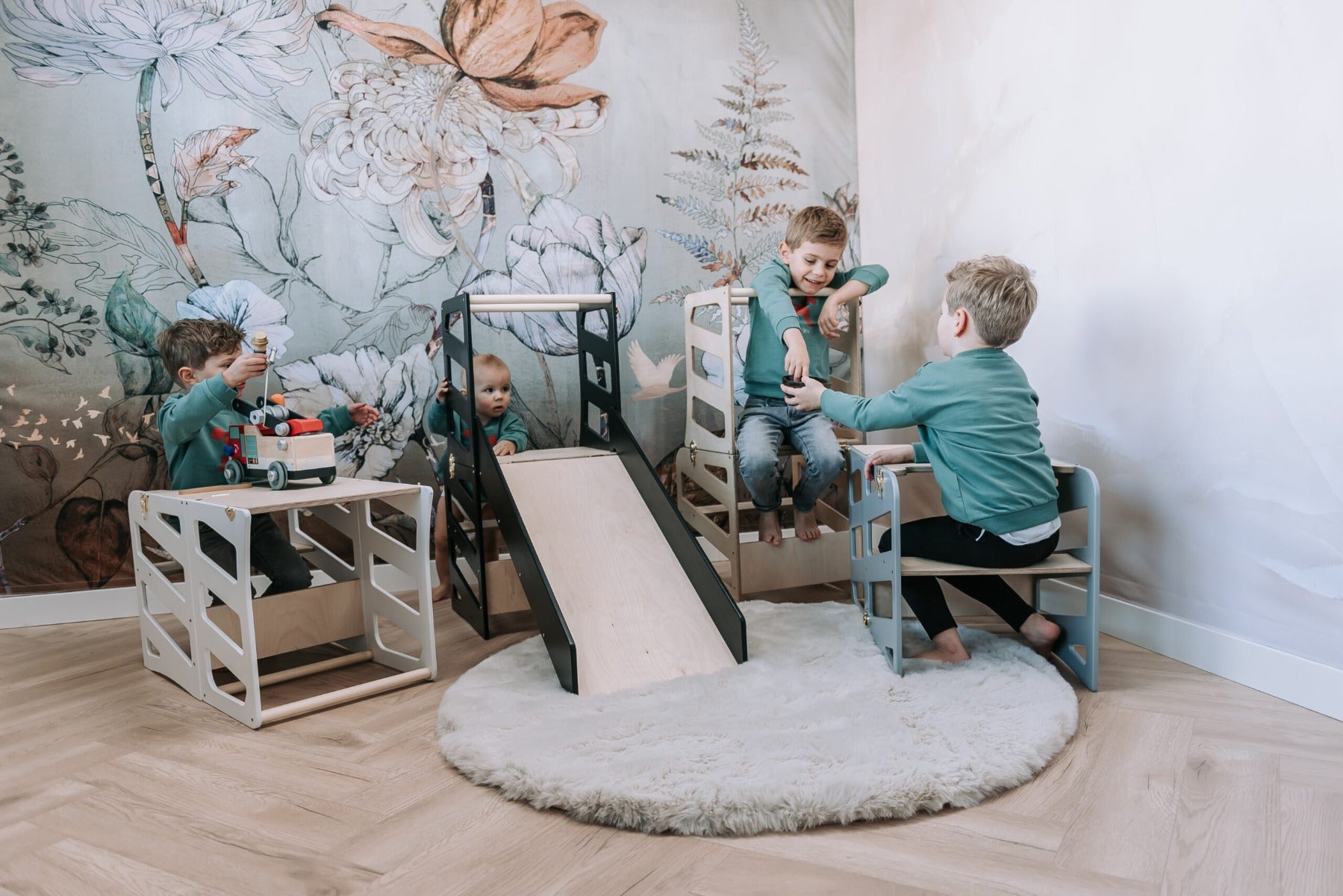 Modular kids furniture | Kitchen stool | Desk | Slide