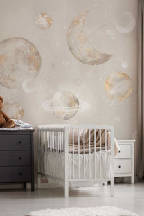 Wallpaper Pastel Planets | Beige