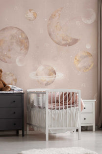Wallpaper Pastel Planets | Pink