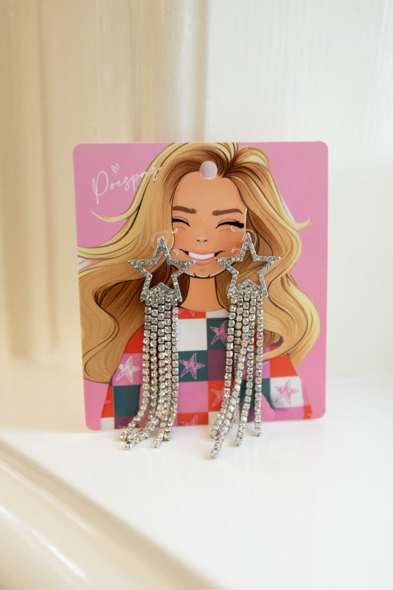 Clara glitter star earrings | Silver