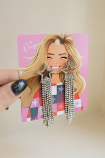 Clara glitter star earrings | Silver