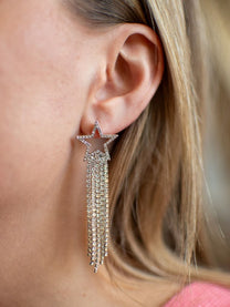 Clara glitter star earrings | Silver