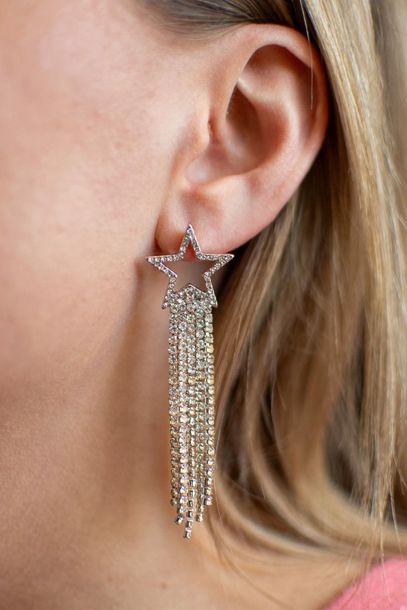 Clara glitter star earrings | Silver