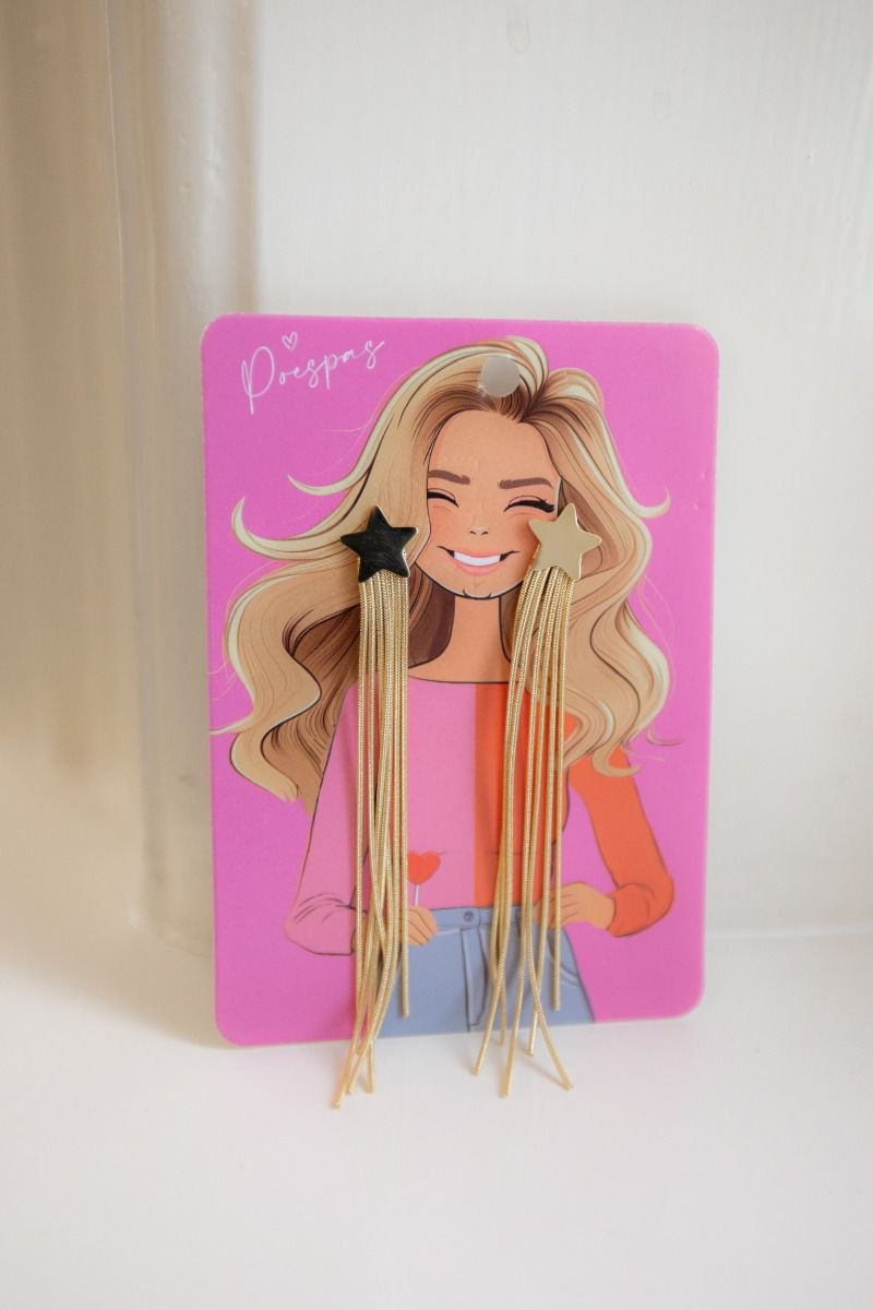 Oorbellen falling stars | Goud | Studio Poespas