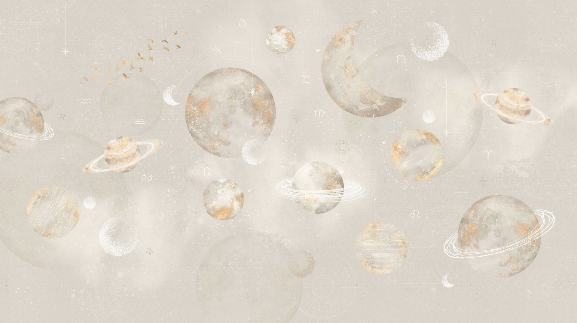 Wallpaper Pastel Planets | Beige