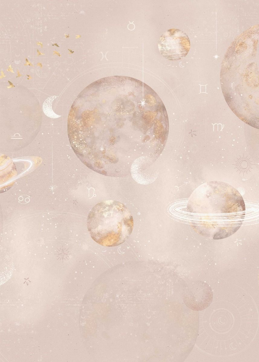 Wallpaper Pastel Planets | Pink