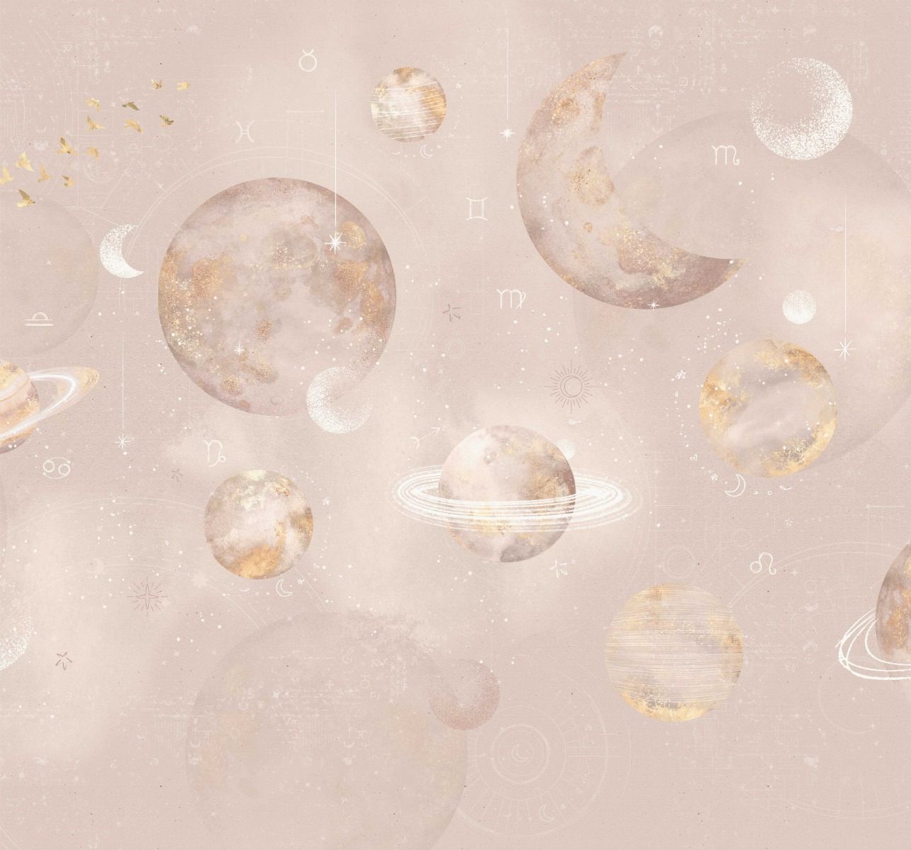 Wallpaper Pastel Planets | Pink