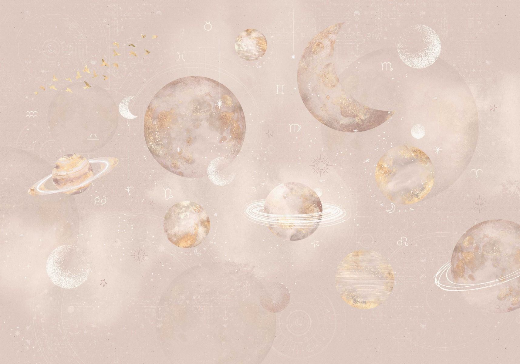 Wallpaper Pastel Planets | Pink