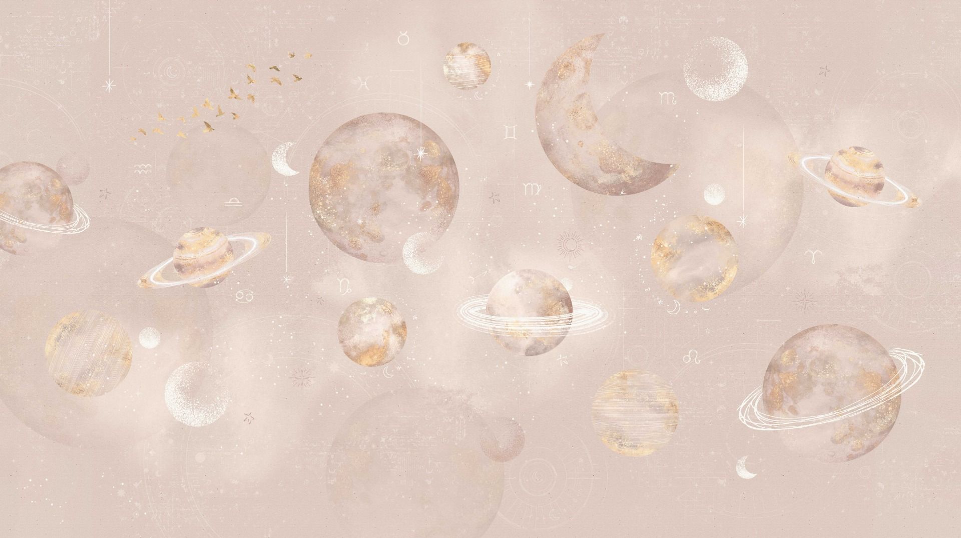 Wallpaper Pastel Planets | Pink