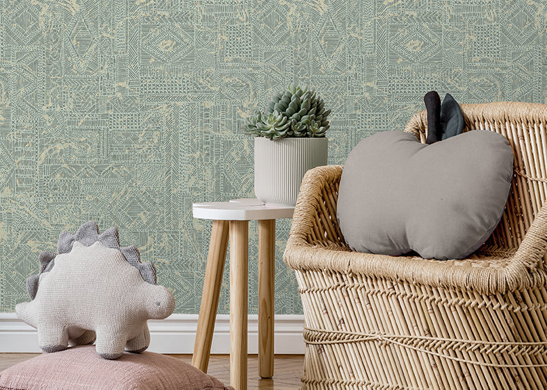 Wallpaper Ethnic nights | Green | Sample