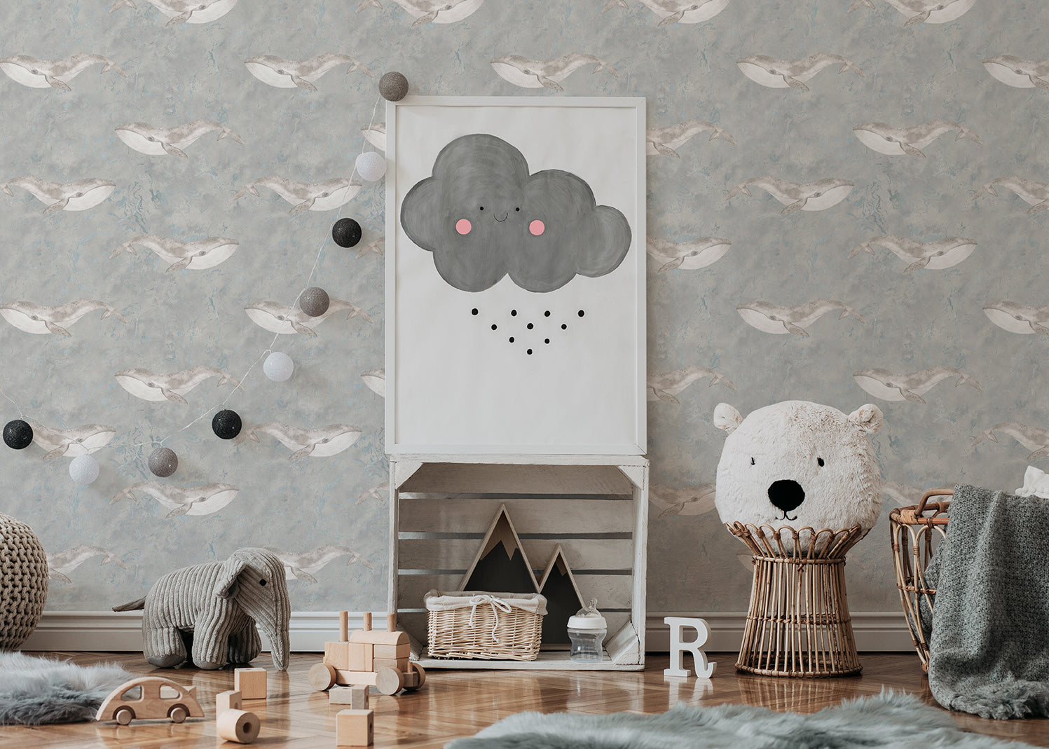 Walvissen behang kinderkamer