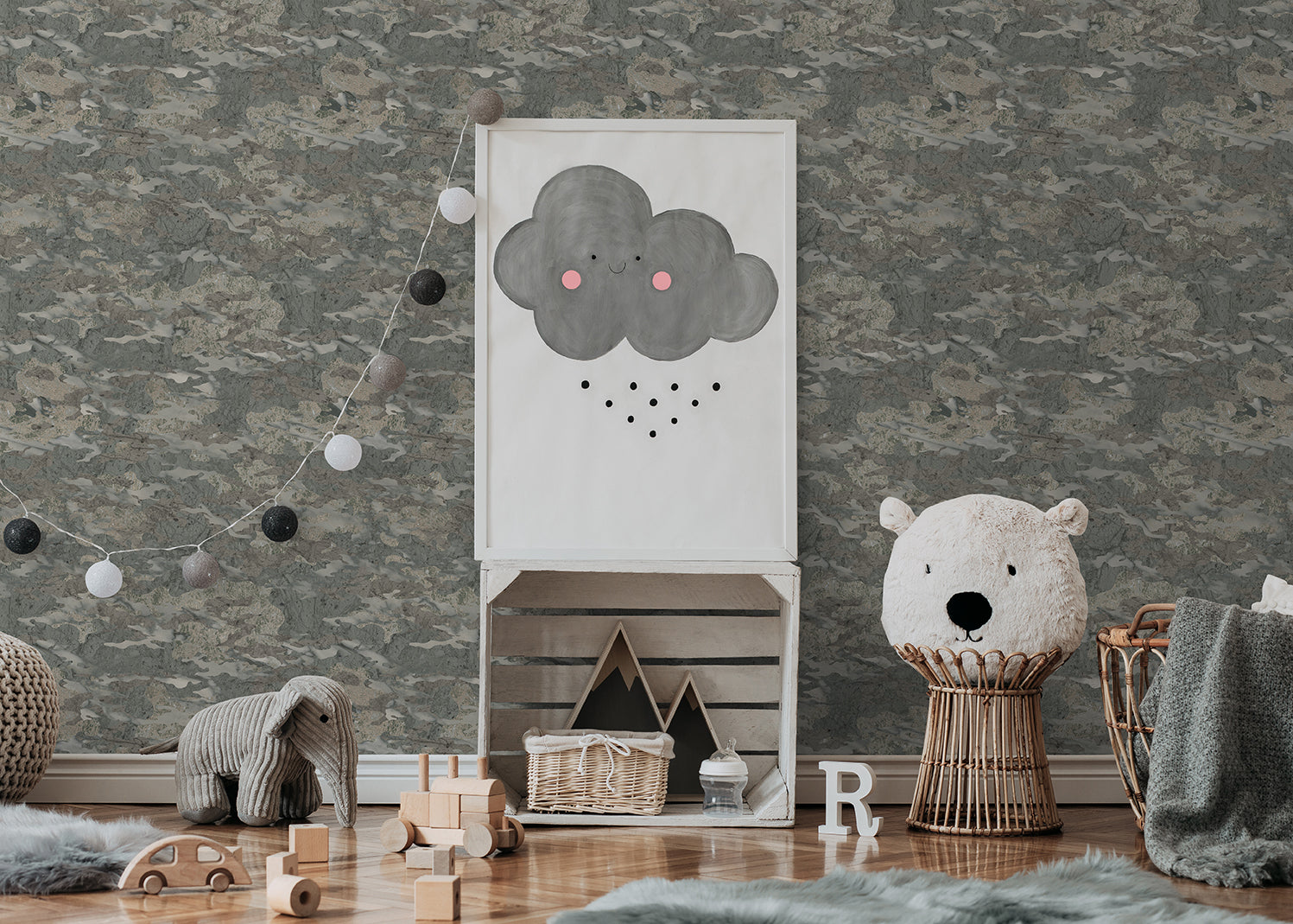 SALE | Behang Cool camo | Groen | Patroonbehang