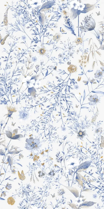Behang Vintage flowers | Blauw