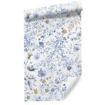 Behang Vintage flowers | Blauw