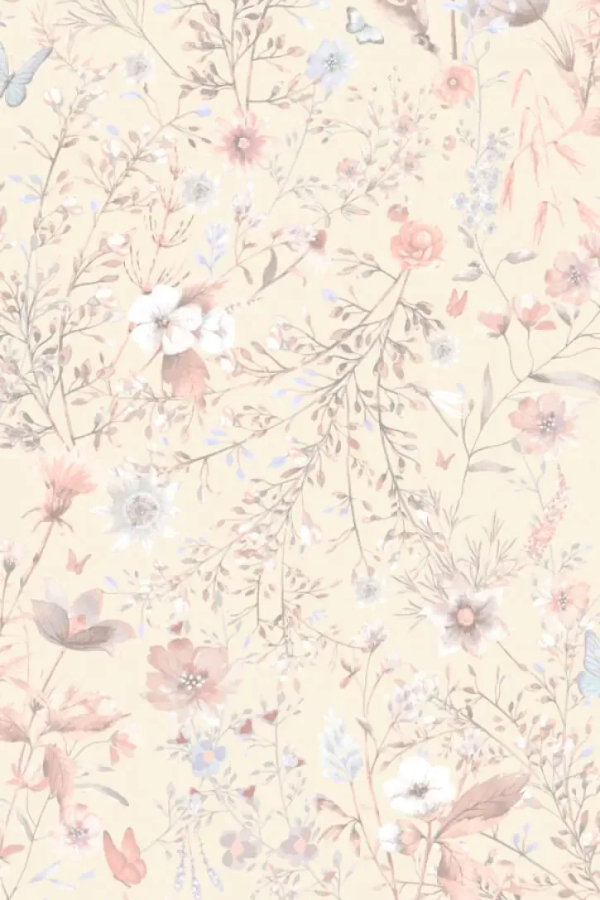 Behang vintage flowers bloemen geel baan